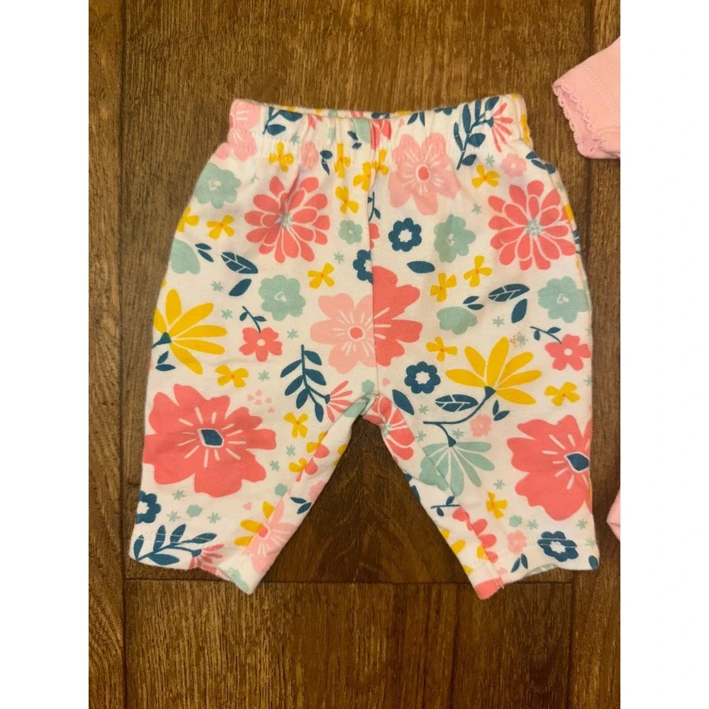 Carters Baby Girl‎ Preemie 2 PC Outfit Bodysuit Ruffle Pants Reborn Doll Clothes